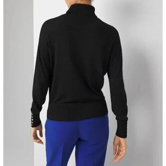 White House Black Market Women's Sz XS Black Relaxed Turtleneck Sweater - Picture 8 of 8